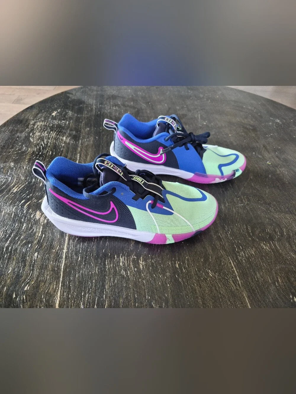 Nike Youth Obsidian Vapor Green/Hyper Royal/Hyper Violet Basketball Shoes